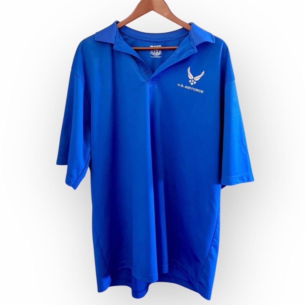 Blue U.S. Air Force Embroidered Polo Short Sleeve Shirt Moisture Wicking Size XL